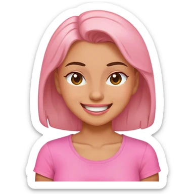smiling girl in pink shirt winking sticker