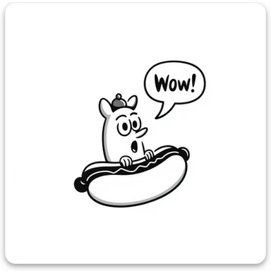 hotdog with a speech bubble, hand-drawn doodle style, casual and friendly sticker