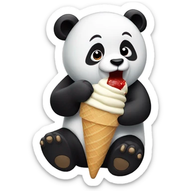 Panda eating ice cream sticker