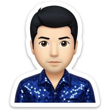 Chino Moreno with black hair, navy blue sequin outfit  sticker