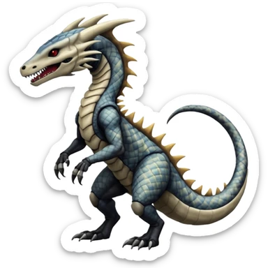 Marowak-Marowak-Sergal-Salandit-Xenomorph-hybrid-fantasy-creature (full body) with colored scale pattern markings sticker