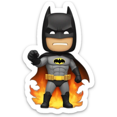 batman with fire on hand sticker