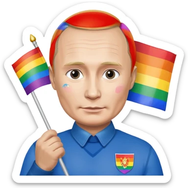 putin with pride flag sticker