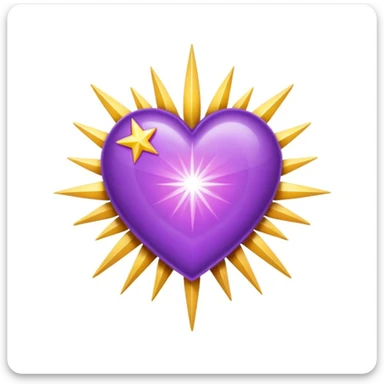 purple heart with a starburst effect sticker