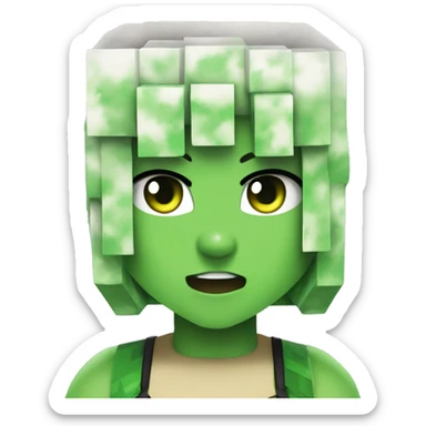 minecraft creeper as an anime girl sticker