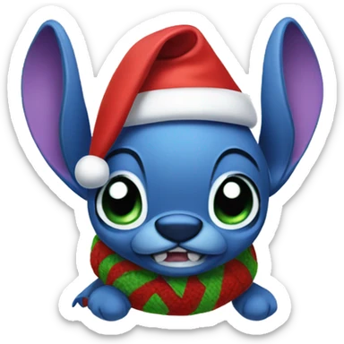 Stitch wearing a santa hat  sticker