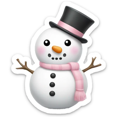 Cute white and light pink snowman sticker