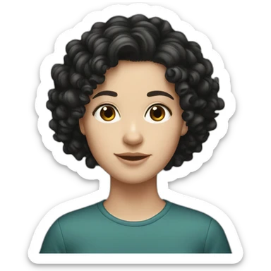 15 years old White girl with black curly hair sticker