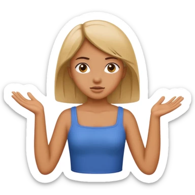 A girl shrugging his shoulders with a 6 above his left hand and a 7 above his right hand. sticker