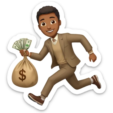 Black Man running with moneybag 💰 sticker