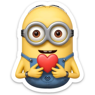 minion with heart sticker
