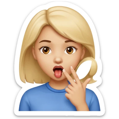 a girl bitten her finger sticker