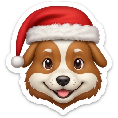 a dog wearing a christmas hat sticker