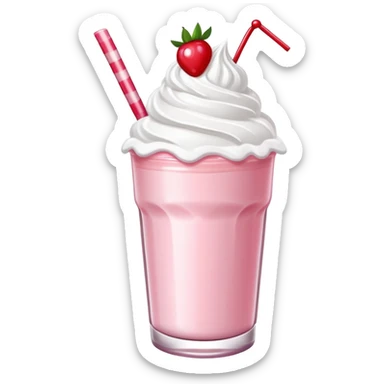 strawberry milkshake with whipped cream and cherry on top sticker