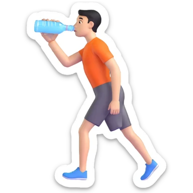 athlete drinking water after workout sticker