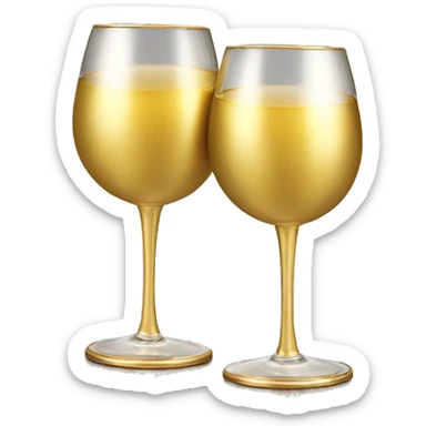 2 Solid gold Wine glasses cheers sticker