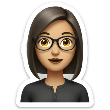brunette girl with a long bob, with glases and grey eyes sticker
