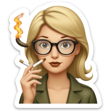 can you create a sneaky bitch SNAKE with big glasses smoking a cigarrette? the SNAKE needs to have dirty blonde hair sticker