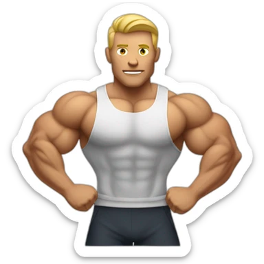 white bodybuilder with wide and dense back muscles back double biceps ppose sticker