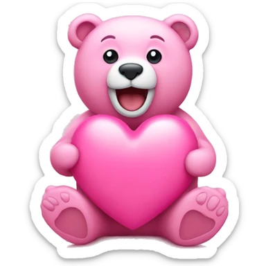 Pink heart with bear sticker