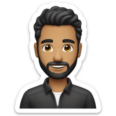 hombre de 26 años cabello corto negro y con canas barba con canas sticker