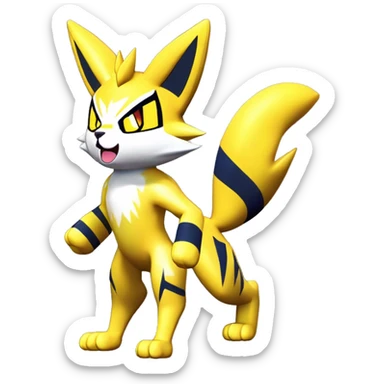 Yellow lombax-Zeraora-Renamon-cat sticker