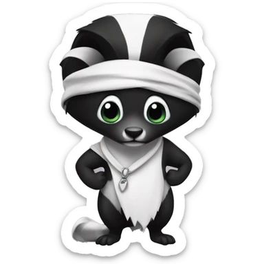 skunk with a black and white bandana sticker