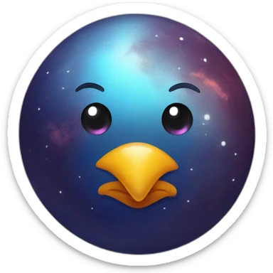 planet Mercury with a cartoon thinking chicken face sticker