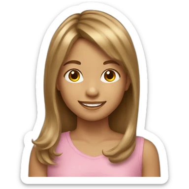 Happy Little girl bangs light brown hair sticker