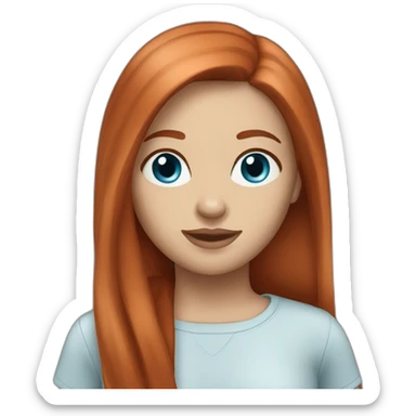 Redhead blue eyes female straight hair sticker