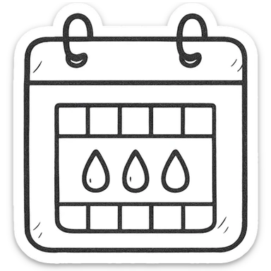 hand-drawn outlined period calendar icon, sketchy look sticker
