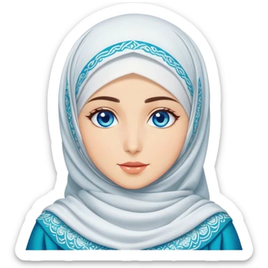 Turkish beautiful finish Konya girl blue eyes with hijab and wave dress sticker