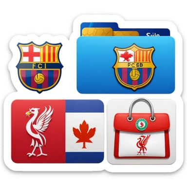 Real, Barcelona and liverpool logos in the shopping card  sticker