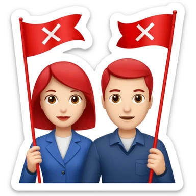 UN HOMBRE Y UNA MUJER CON BANDERAS ROJAS Y DENTRO LA BANDERA PONER BOQUE-PTP sticker