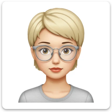 haz un emoji de una joven con pelo corto y lentes tipo 2014 transparente  sticker