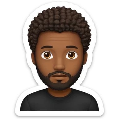 Dark brown skin man with a light beard and a curly   fade haircut with dark brown eyes sticker