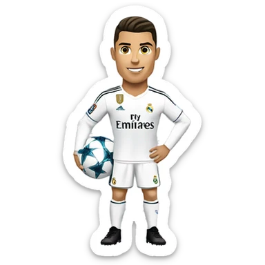 Full image Cristiano Ronaldo Real Madrid standing with the ball sticker