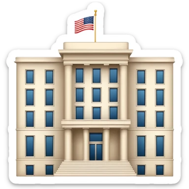 US Embassy building.  looks realistic. Not a painting, just a building sticker