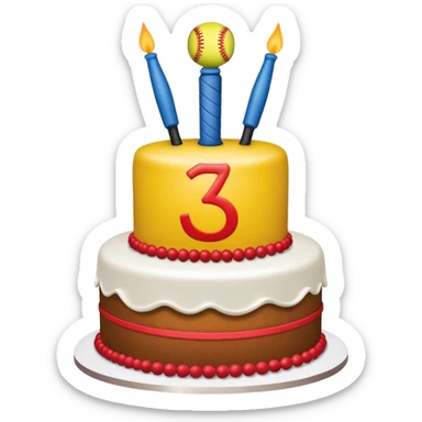 birthday cake with softball sticker