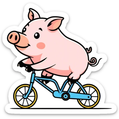 Pig riding bycycle sticker