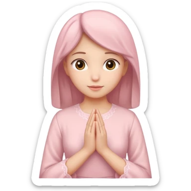 pray hands soft pink dress sticker