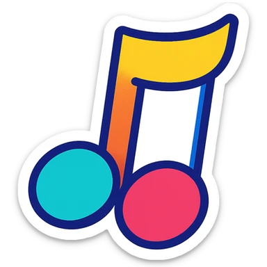 music note, vibrant and playful style sticker