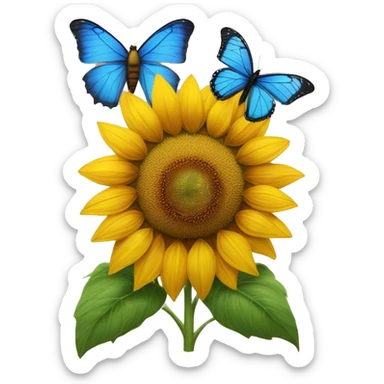 Sunflower and blue butterfly  sticker