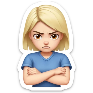 angry girl with crossed arms  sticker