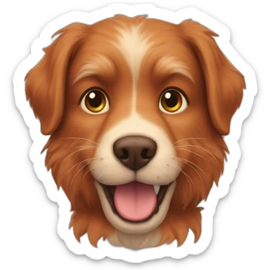 A brown furry dog and a fully red cat sticker