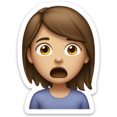 Brown haired girl coughing  sticker