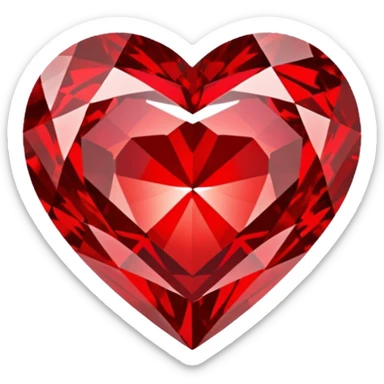 red diamond in the shape of a heart sticker