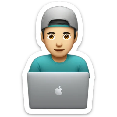 a vietnamese programmer with a macbook sticker