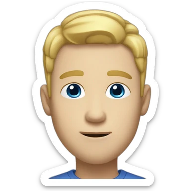 White man with blonde air and bleu eyes with slightly open mouth facing sticker