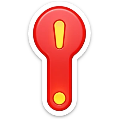 exclamation point ❗️, minimalistic 3d red neon glowing transparent sticker